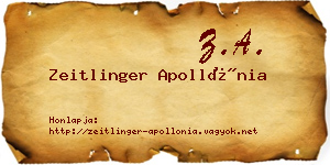 Zeitlinger Apollónia névjegykártya